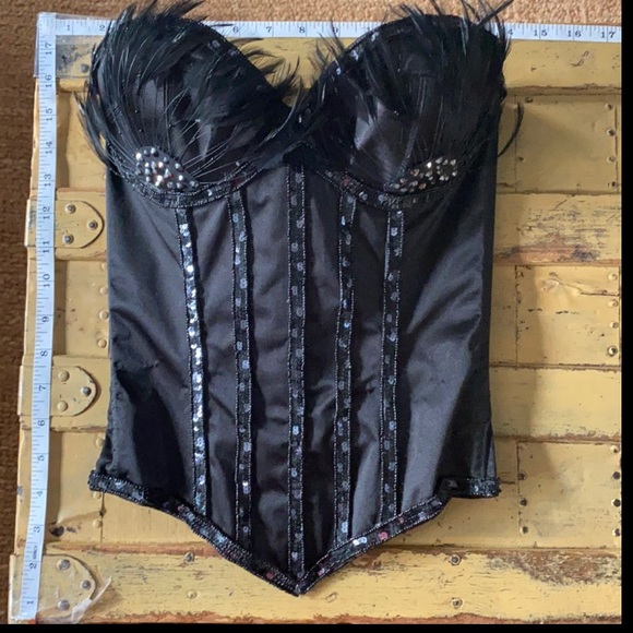 NWOT TRASHY LINGERIE LA BLACK SWAN BIRD FEATH BLACK CORSET COSPLAY 32D BODYCON - Picture 3 of 16